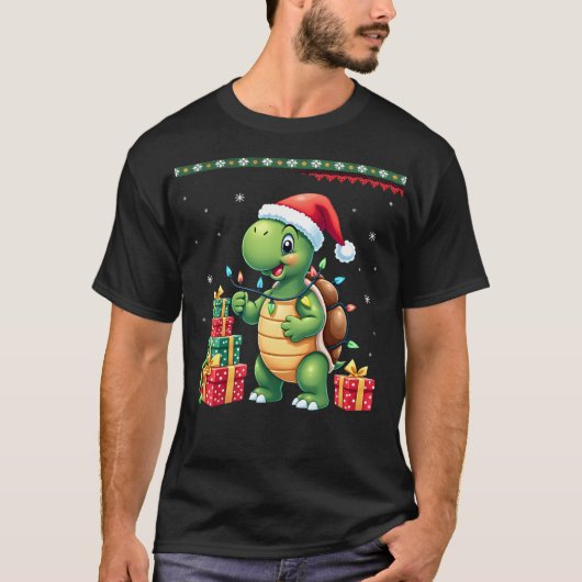 Santa-Schildkröte-Weihnachten hässlicher Pullover  (Vorderseite)