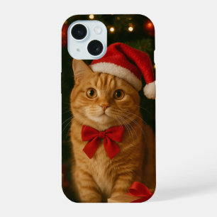 Santa-Schleifen-Katz-iPhone-15-Etuis iPhone 15 Hülle