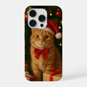Santa-Schleifen-Katze iPhone 15 Pro Hülle