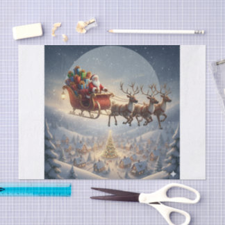 Santa-Schlitten, 3D Weihnachten, Winterdorf, Kinde Seidenpapier