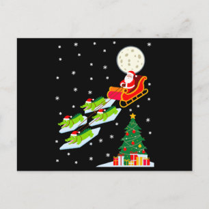 Santa Schlitten Alligator Weihnachten Mond Schnee