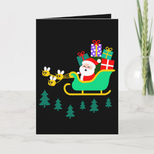 Santa Schlitten Bienen Weihnachtsgeschenke Kiefern Karte
