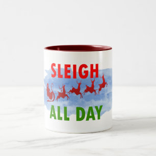 santa Schlitten den ganzen Tag niedliche Weihnacht Zweifarbige Tasse