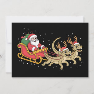 Santa-Schlitten-Drachen-Weihnachts-Rentier-Geweih Einladung