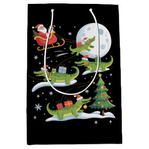 Santa-Schlitten fahrendes Alligator-Weihnachten Lu Mittlere Geschenktüte