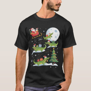 Santa-Schlitten-fahrendes Alligator-Weihnachten Lu T-Shirt