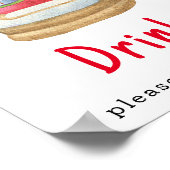 Santa-Schlitten in Aquarellfarben - Getränke Poster (Ecke)