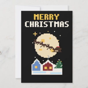 Santa-Schlitten-Pixel-Art-Weihnachtskarte Feiertagskarte