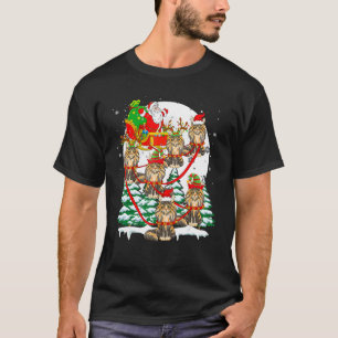 Santa Schlitten Rentiere Maine Coon Katzen Weihnac T-Shirt