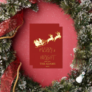Santa-Schlitten & Rentiere Weihnachten  Folien Feiertagskarte