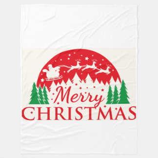 Santa-Schlitten Rot & Grün Holiday-Typogr Fleecedecke