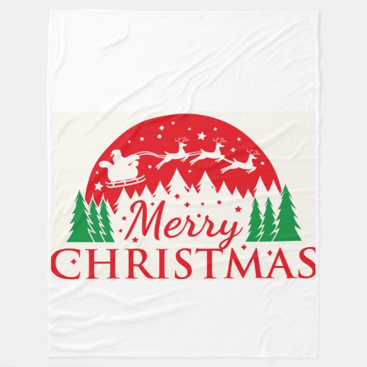 Santa-Schlitten Rot & Grün Holiday-Typogr Fleecedecke (Vorderseite)