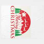 Santa-Schlitten Rot & Grün Holiday-Typogr Fleecedecke (Vorderseite (Horizontal))
