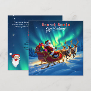 Santa-Schlitten- und Nordlichter-Secret-Santa-Part Einladung