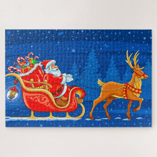 Santa, Schlitten und Rentier Puzzle
