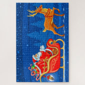 Santa, Schlitten und Rentier Puzzle (Vertikal)