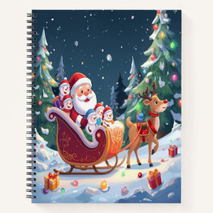 Santa Schlitten Weihnachten Winter Notizbuch