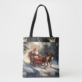 Santa-Schlittenfahrt-Weihnachts-Tote Tasche