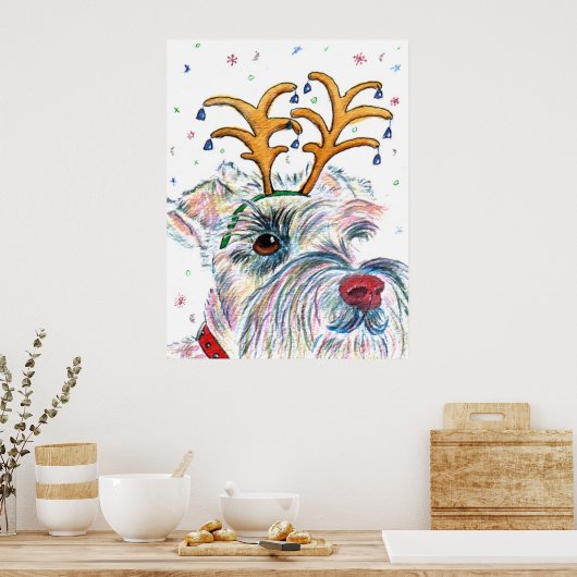 Santa Schnauzer Canvas Print Poster (Küche)