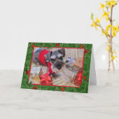 Santa Schnauzer mit Holly Christmas Card Karte (Gelbe Blume)