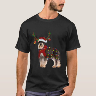 Santa Schnauzer Reindeer Light Weihnachtsgeschenke T-Shirt