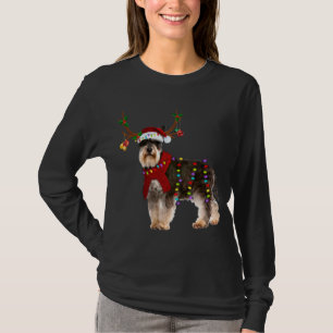 Santa Schnauzer Rentiere Light Christmas T-Shirt