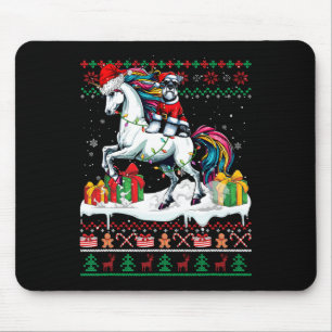 Santa Schnauzer Riding Unicorn Weihnachtskraut L Mousepad