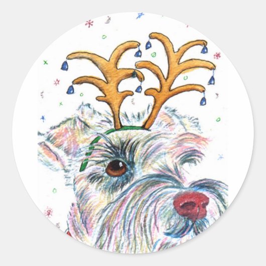Santa Schnauzer Round Stickers (Vorderseite)