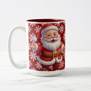 Santa-Schneeflocken  Zweifarbige Tasse