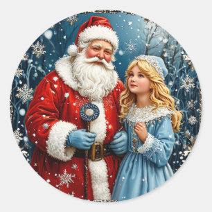 🎁Santa Schneemaidchen Weihnachtssticker Winter ✨ Runder Aufkleber