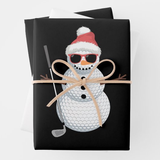 Santa Schneemann Golfball Weihnachten Golfer Gesch Geschenkpapier Set (Beispiel)