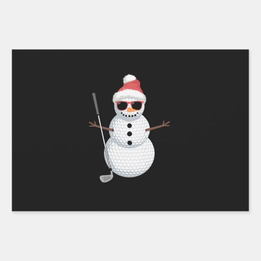 Santa Schneemann Golfball Weihnachten Golfer Gesch Geschenkpapier Set (Vorderseite)