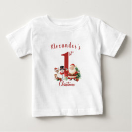 Santa, Schneemann, Reh Baby's First Christmas Baby T-shirt
