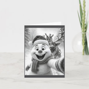 Santa Schneemann Rentier macht ein Selfie-Foto Chr Karte
