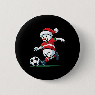 Santa Schneemann spielt Fußball Männer Frauen Weih Button