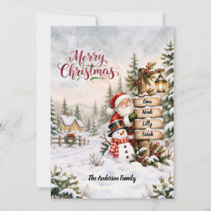 Santa & Schneemann-Wegweiser Familien-Weihnachtska Einladung