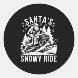 Santa Schneemobil fahren Schneemobil fahren Weihna Runder Aufkleber