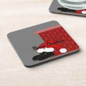 Santa-Schuhkamin Getränkeuntersetzer (Linke Seite)