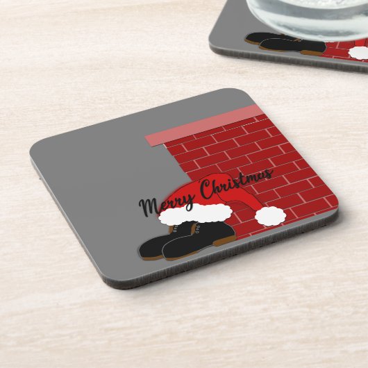 Santa-Schuhkamin Getränkeuntersetzer (Linke Seite)