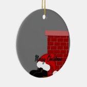 Santa-Schuhkamin Keramik Ornament (Rechts)