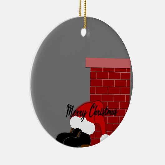 Santa-Schuhkamin Keramik Ornament (Rechts)