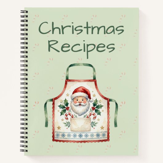 Santa-Schürze Weihnachtsrezepte Notizbuch (Vorderseite)
