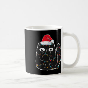 Santa Schwarze Katze Verheddert in Weihnachten Kat Kaffeetasse
