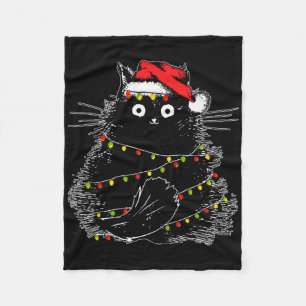 Santa Schwarze Katze verheddert in Weihnachtsbauml Fleecedecke