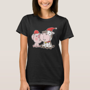 Santa-Schwein-und-Kuh-Weihnachts-Landwirtschafts-T T-Shirt