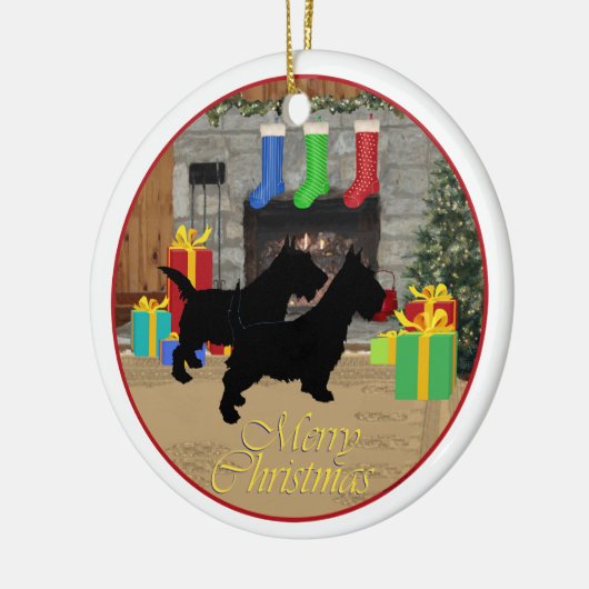Santa Scottie Dog Ornament (Links)