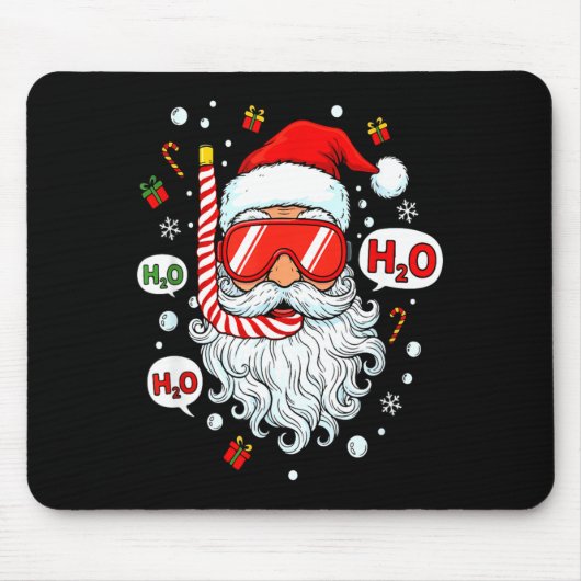 Santa Scuba Diving Equipment Funny Scuba Diver Chr Mousepad (Vorne)