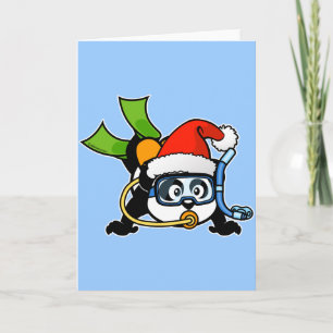 Santa Scuba Panda Feiertagskarte