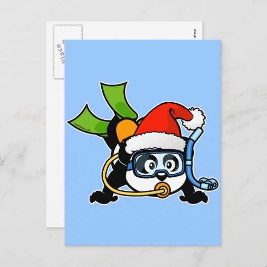 Santa Scuba Panda Feiertagspostkarte (Vorne/Hinten)