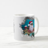 Santa Sea Turtle mit Weihnachtshutte gebrochen Mau Kaffeetasse (VorderseiteRechts)